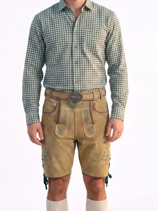 Handcrafted Oktoberfest Lederhosen in Light Gold