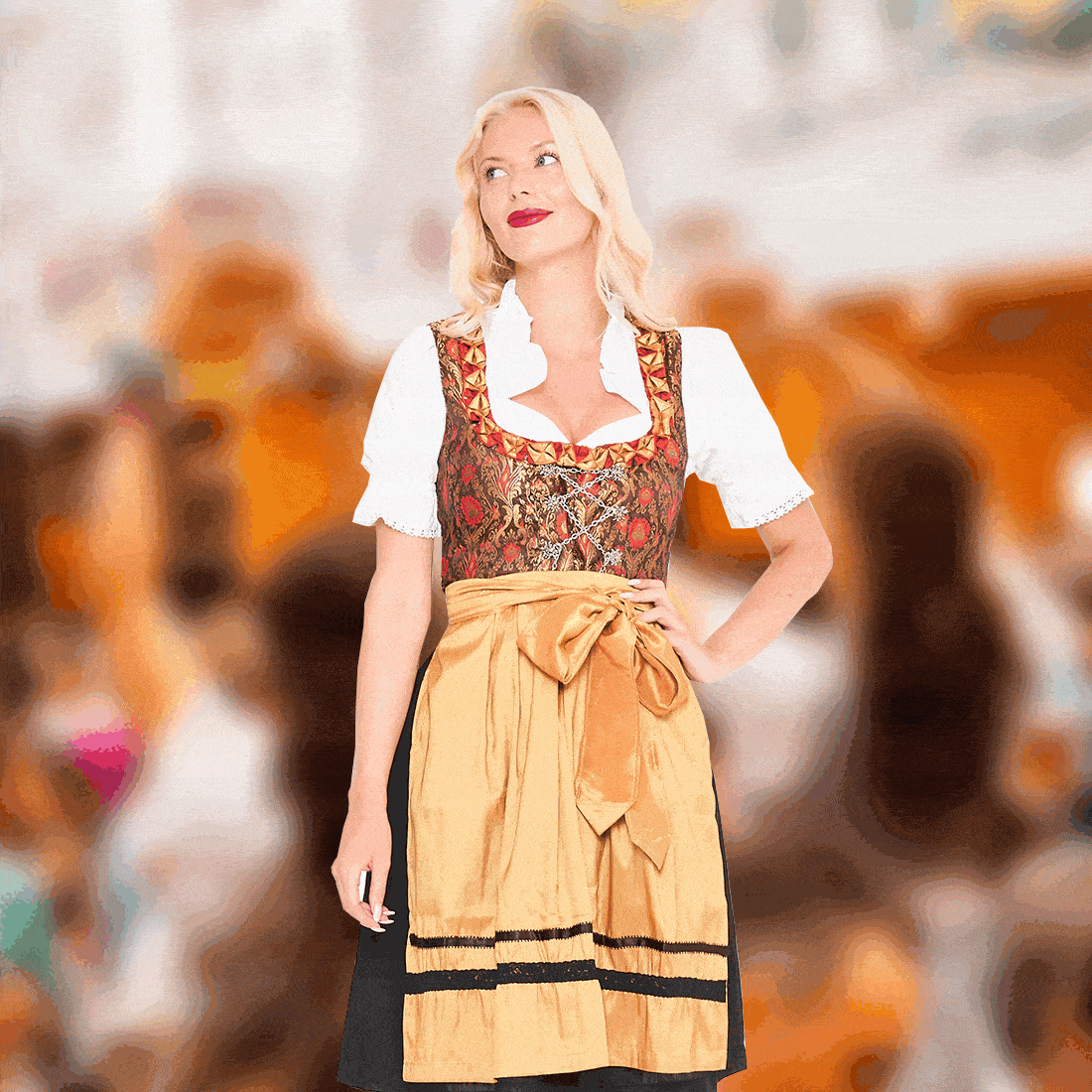 Blonde wear Dirndl Dresses - Lederhosen For Sale