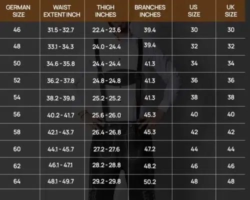 Men's Lederhosen Size Chart and Measurement Guide - Lederhosen For Sale