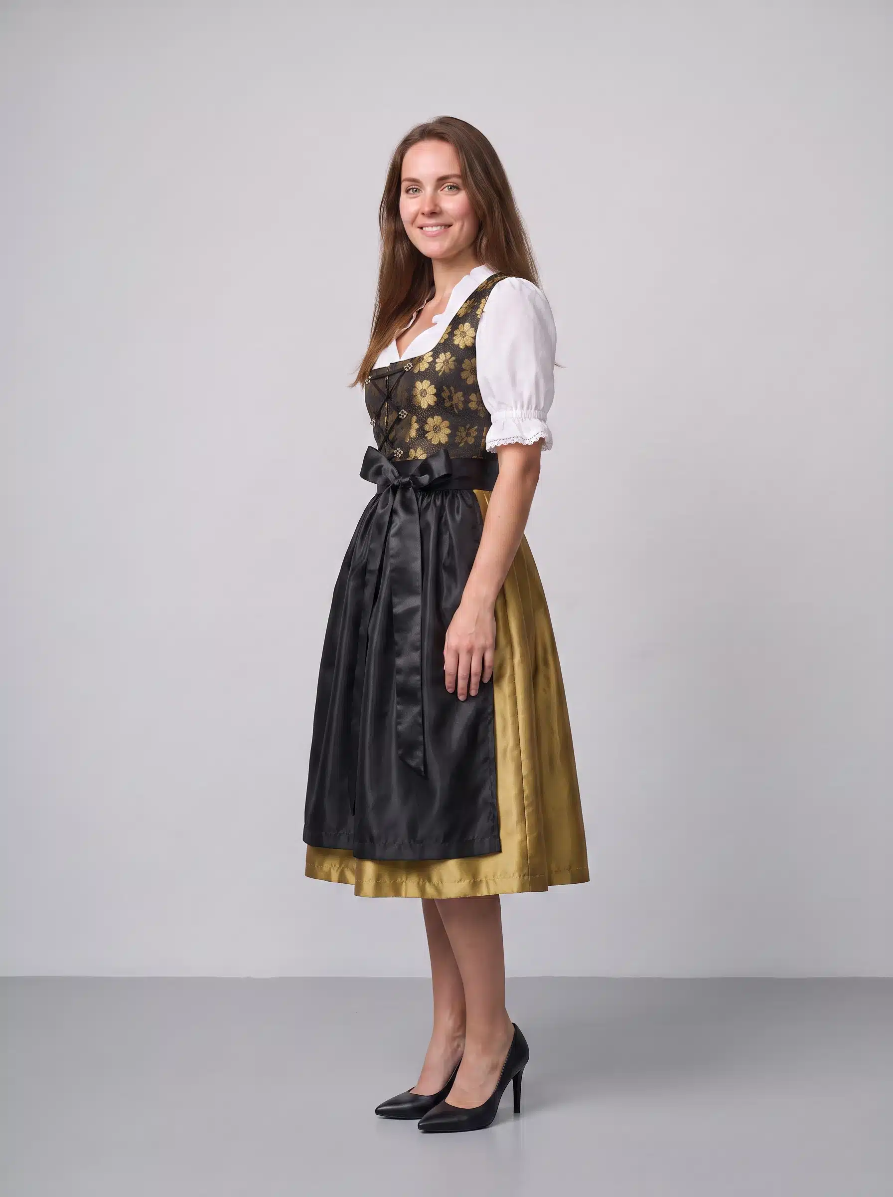 Vintage Midi Dirndl Betsy Black Gold - Image 2