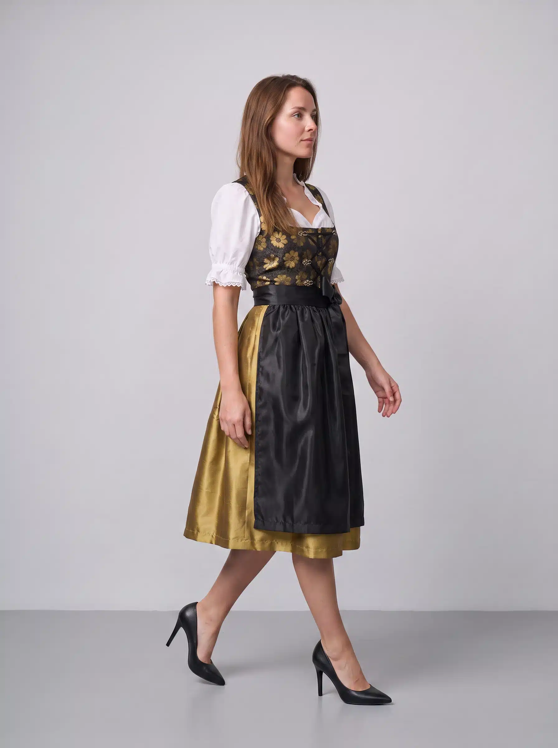 Vintage Midi Dirndl Betsy Black Gold - Image 4