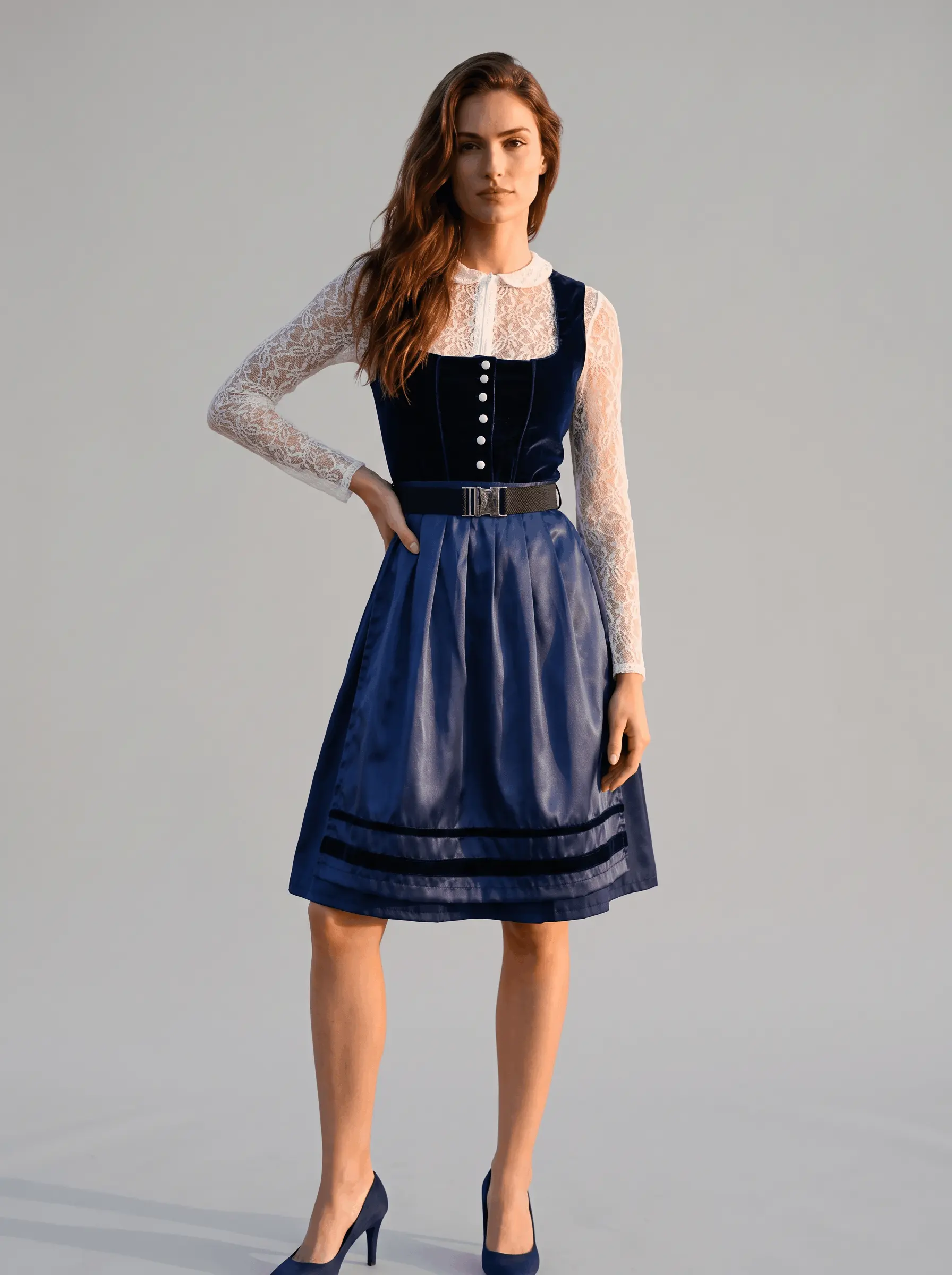 Pure Elegance Midnight Navy Satin Dirndl