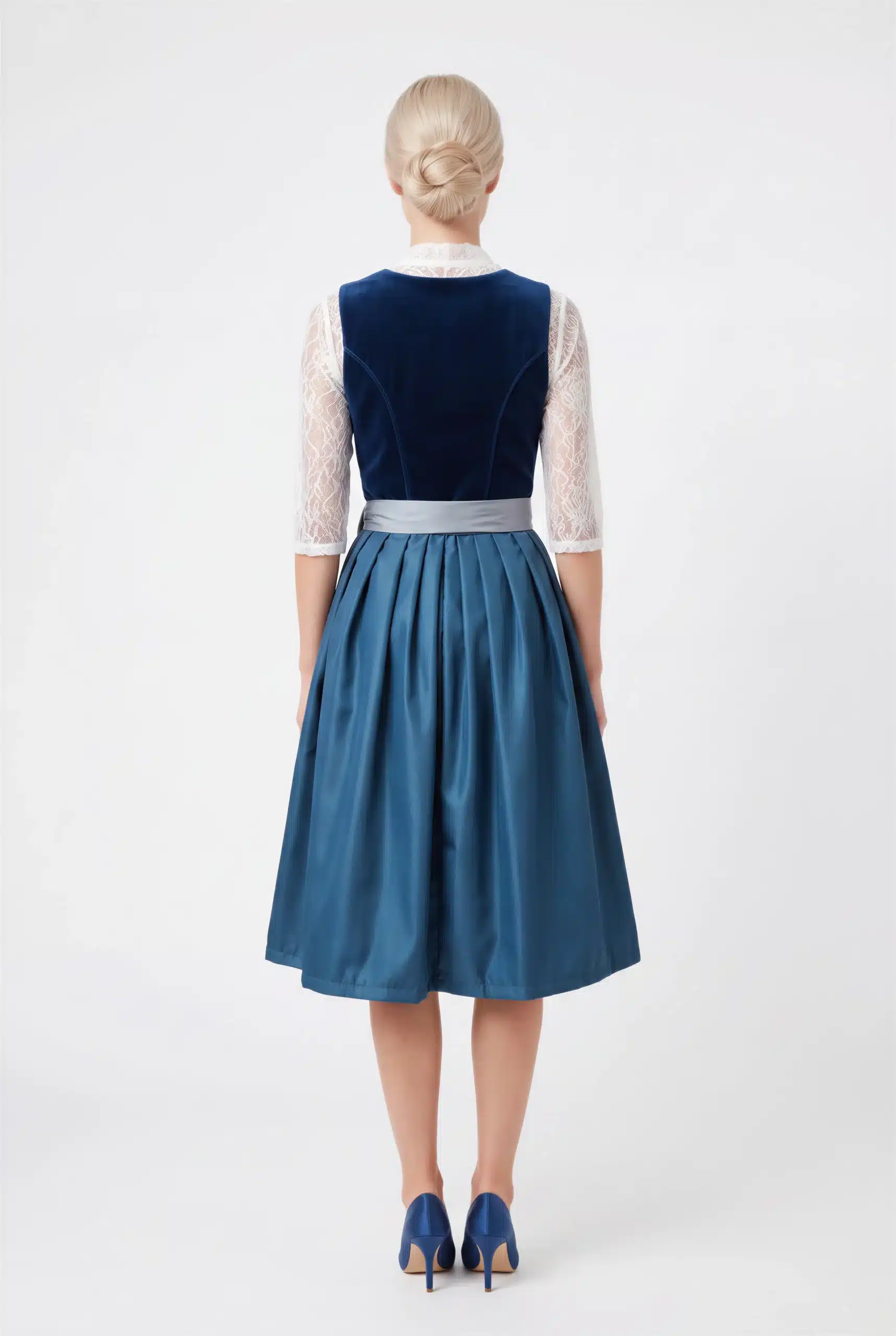 Royal Navy Crushed-Velvet & Steel-Blue Dirndl - Image 3
