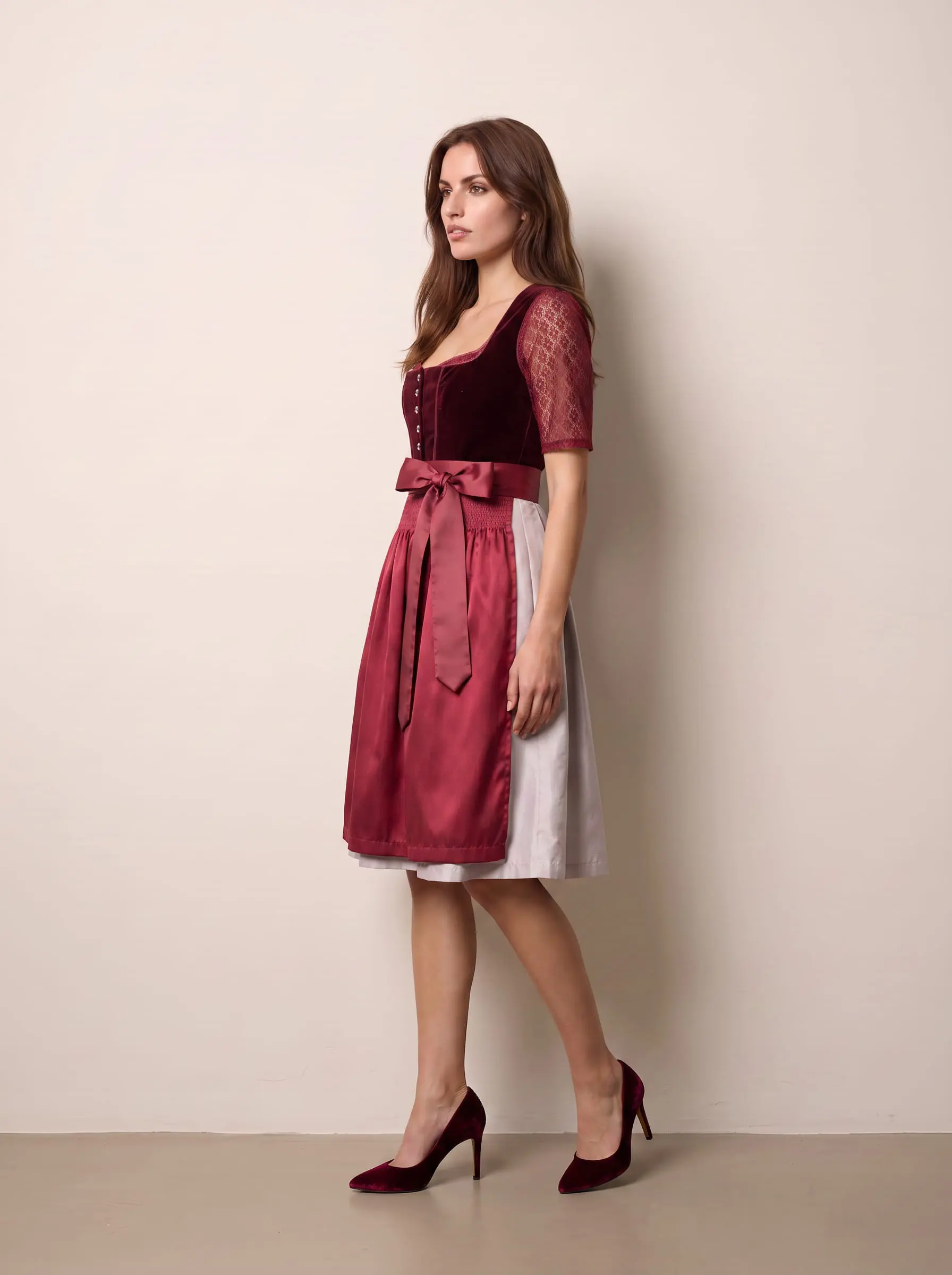 Vintage Wine Velvet & Rosé Romance Dirndl - Image 2