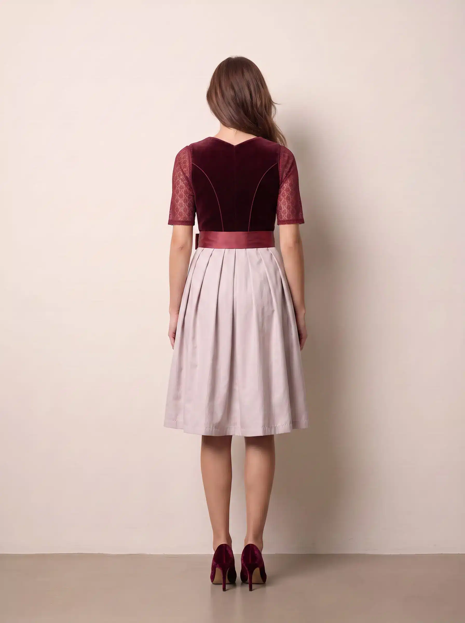 Vintage Wine Velvet & Rosé Romance Dirndl - Image 3